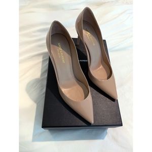New Saint Laurent Zoe 85 Nude Patent Heels Size 38